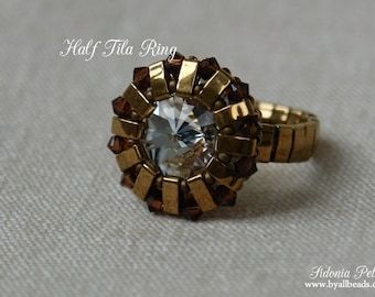 Tutoriel pour les bagues en perles - Bague demi-carré - Motif demi-carré - Modèle PDF