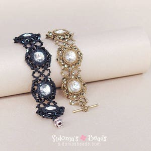 Bracelet TUTORIAL - Bracelet Pattern - 16mm Swarovski Bezeled Rivolis Bracelet - Victoriana Bracelet