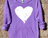Heart You Wideneck Off the Shoulder Girly Sweatshirt Slouchy Pullover, Yoga Top