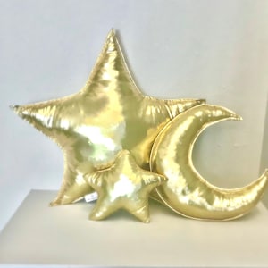 Gold star,moon and little star pillow set, nursery pillows,space nursery decoration, space, silver star,, astrology theme,Metallic Cushion