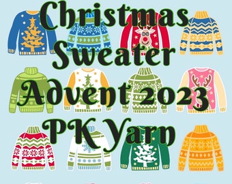 Yarn Advent Calendar, Mini Skeins Set, Christmas Sock Yarn, “Ugly” Christmas Sweater,  Mini Skeins, Hand Dyed Yarn, Fingering Weight Yarn