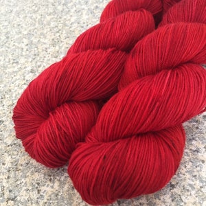 Hand Dyed Sock Yarn, Fingering Weight 4-ply, Red Yarn Lightly Speckled with Gray, PK Yarn, Colorway Merlot