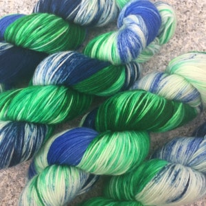 Sock Yarn, Hand Dyed Yarn, Speckled Yarn, Fingering Yarn, Blue and Green Sock Yarn, PK Yarn, I Meant To Do My Work Today, Dyed to Order