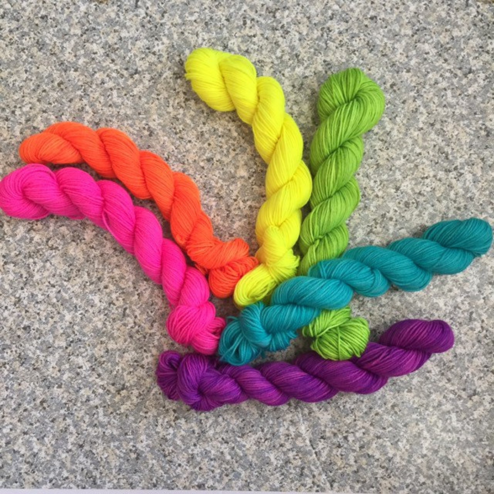 Rainbow Mini Skein Set Sock Yarn Mini Skein Set of 6 Neon Etsy