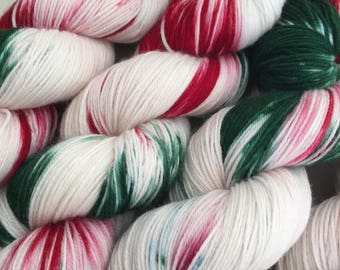 Hand Dyed Sock Yarn - Indie Dyed Yarn - Hand Painted Sock Wool - Fingering Weight - Dyed to Order - Step Into Christmas