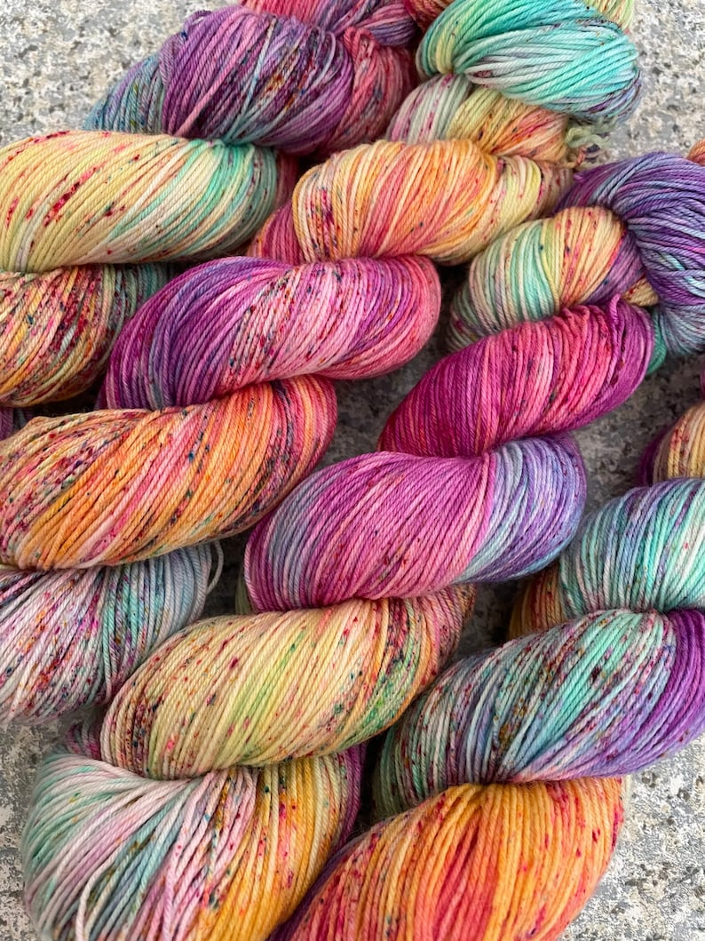 Rainbow Raven Hand Dyed Fingering Weight Sock Yarn Superwash image 6