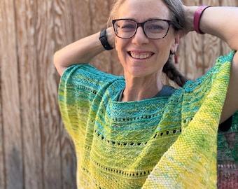Hand Knitting Pattern for Poncho, Digital Download only, Mid Mod Poncho Knitting Pattern