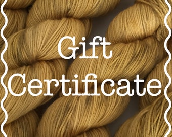 Gift Certificate for MsPamela Originals, Gift for Knitter, Gift for Crocheter, Yarn Gift, PK Yarn