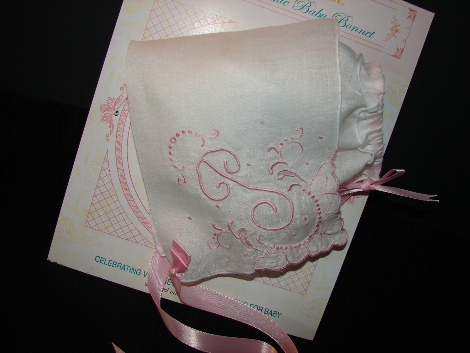 Vintage Hankie Baptism with Pink Monogrammed Letter on Etsy