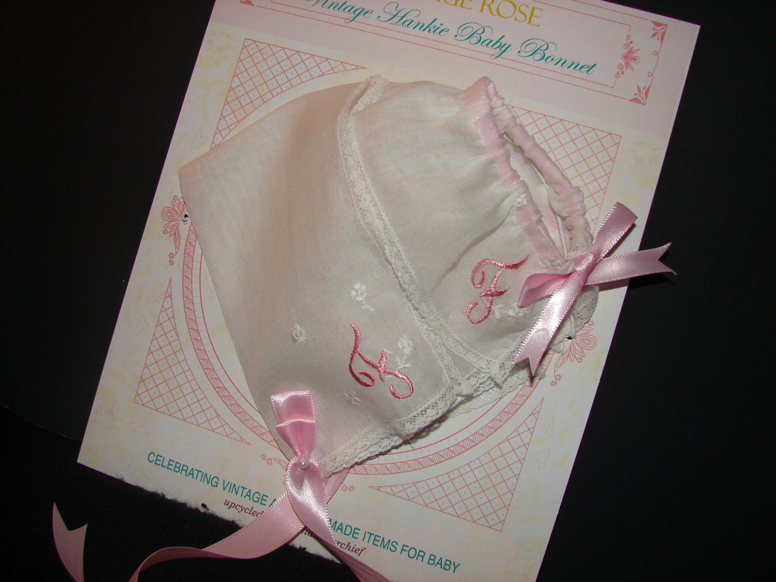 Vintage Hankie Baptism With Pink Monogrammed Letter on Etsy