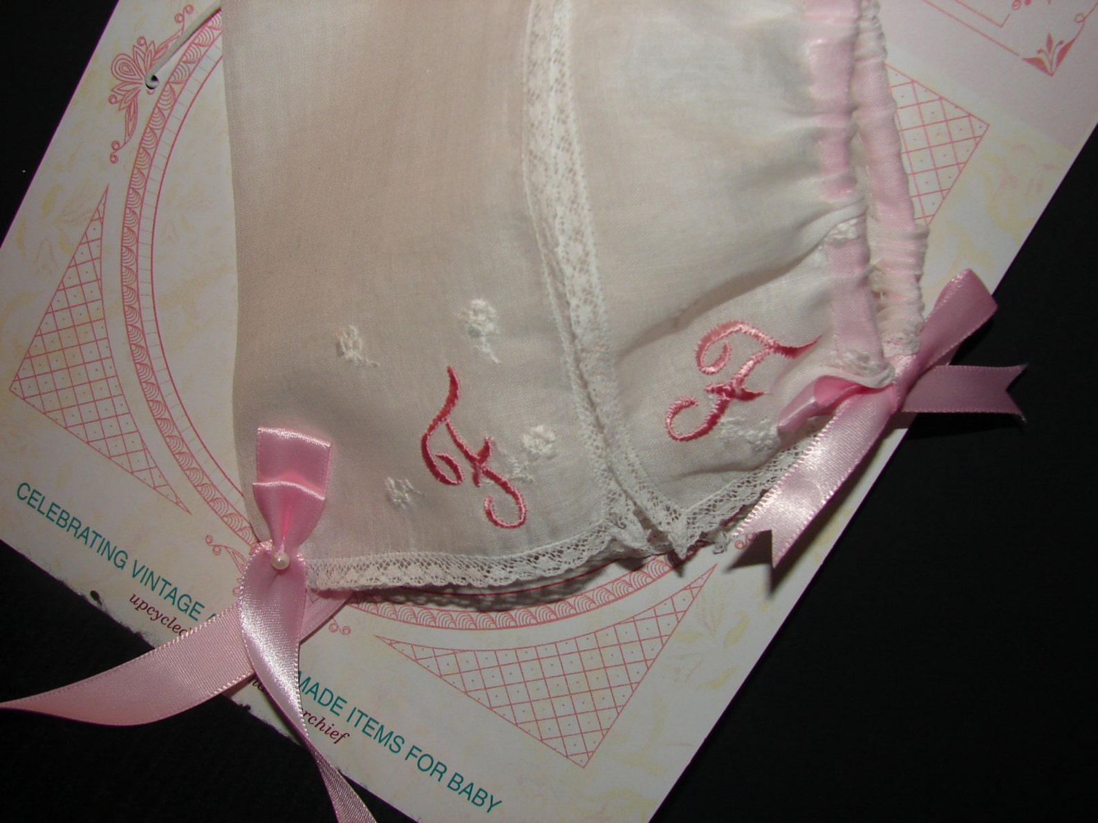 Vintage Hankie Baptism With Pink Monogrammed Letter on Etsy