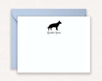 German Shepherd Note Cards, Gift for German Shepherd Lover, Personalized Stationary, Set of Note Cards with Envelopes