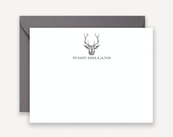 Deer Antler Stationary, Personalized Note Cards, Stationery for Men, Hunting Thank You Notes, Hunter Themed Stationary