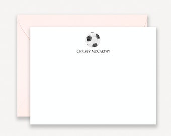Soccer Ball Stationary, Personalized Note Cards with Envelopes, Soccer Themed Stationery, Thank You Cards, Soccer Player