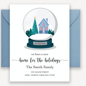 Holiday Moving Announcement with Snow Globe, Printed We&#39;ve Moved Moving Announcement, We have Moved Announcement, We&#39;ve Moved Cards