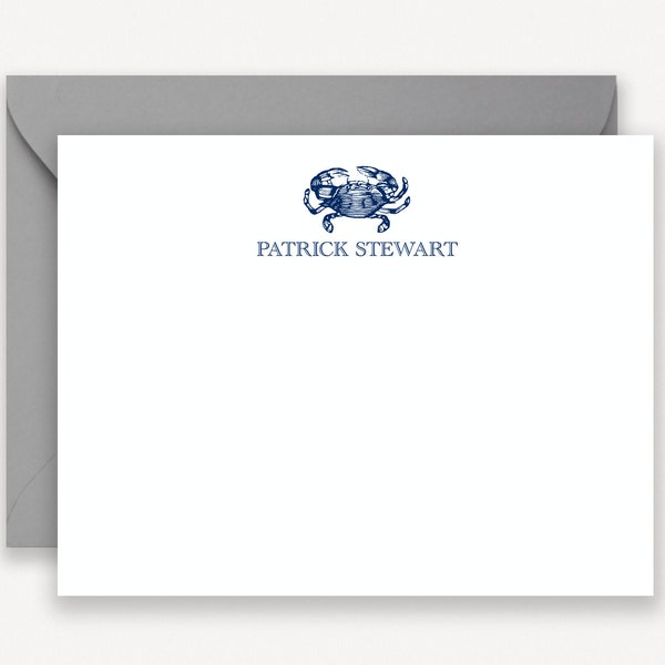 Blue Crab Note Cards, Note Cards for Men, Thank You Notes for Men, Professional Stationary, Stationery, Personalized