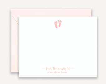 Baby Footprints Baby Shower Notes Cards, Baby Feet From the Nursery of Stationary, Baby Shower Thank You Cards