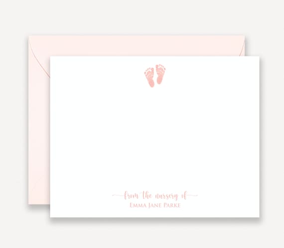 Baby Footprints Baby Shower Notes Cards, Baby Feet From the Nursery of Stationary, Baby Shower Thank You Cards