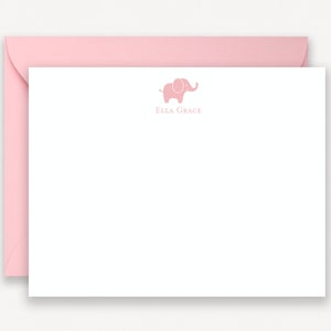 Elephant Baby Stationery Girl,  Personalized Notecards for Baby Girl, From the Nursery of Stationery, Baby Shower Thank You Cards