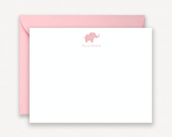Elephant Baby Stationery Girl,  Personalized Notecards for Baby Girl, From the Nursery of Stationery, Baby Shower Thank You Cards