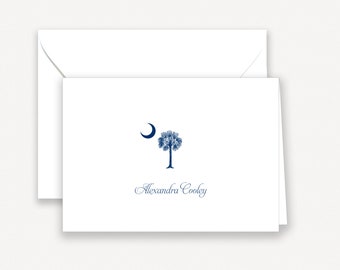 South Carolina Note Cards, Personalized Stationery, Palmetto Tree Thank You Cards, House Warming Gift, 10 Folded Note Cards with Envelopes
