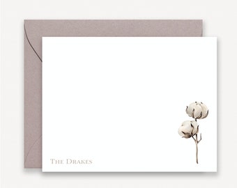 Cotton Boll Note Card, Family Stationary Personalized, Family Note Cards, Housewarming Gift, Personalized Family Stationary, Stationery