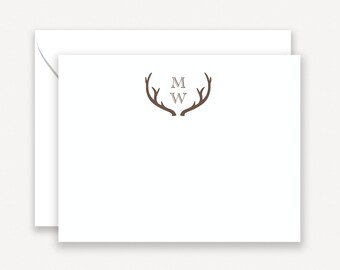 Personalized Stationery for Men, Deer Antler Note Cards, Thank You Notes, Personalized Stationery, Christmas Gift for Man, Gift for Hunter