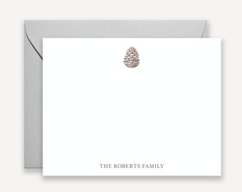 Pinecone Stationary, Family Stationery, Personalized Pine Cone Note Cards, Note Cards, Classic Style Thank You Notes with Envelopes