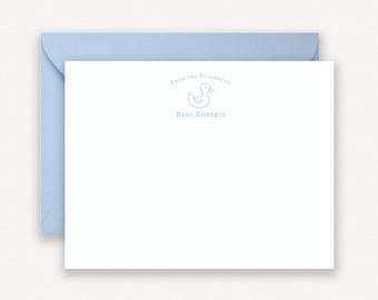 Baby Stationery Boy Duck,  Personalized Notecards for Baby Boy, From the Nursery of Stationery, Baby Shower Thank You Cards