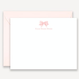 Baby Girl Stationary, Personalized Notecards for Baby Girl, From the Nursery of Stationery, Baby Shower Thank You Cards, Bow Watercolor