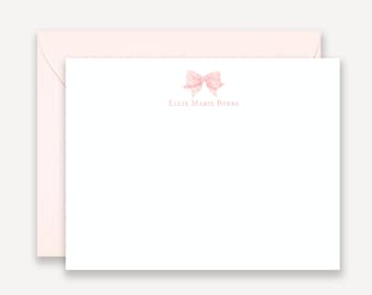 Baby Girl Stationary, Personalized Notecards for Baby Girl, From the Nursery of Stationery, Baby Shower Thank You Cards, Bow Watercolor
