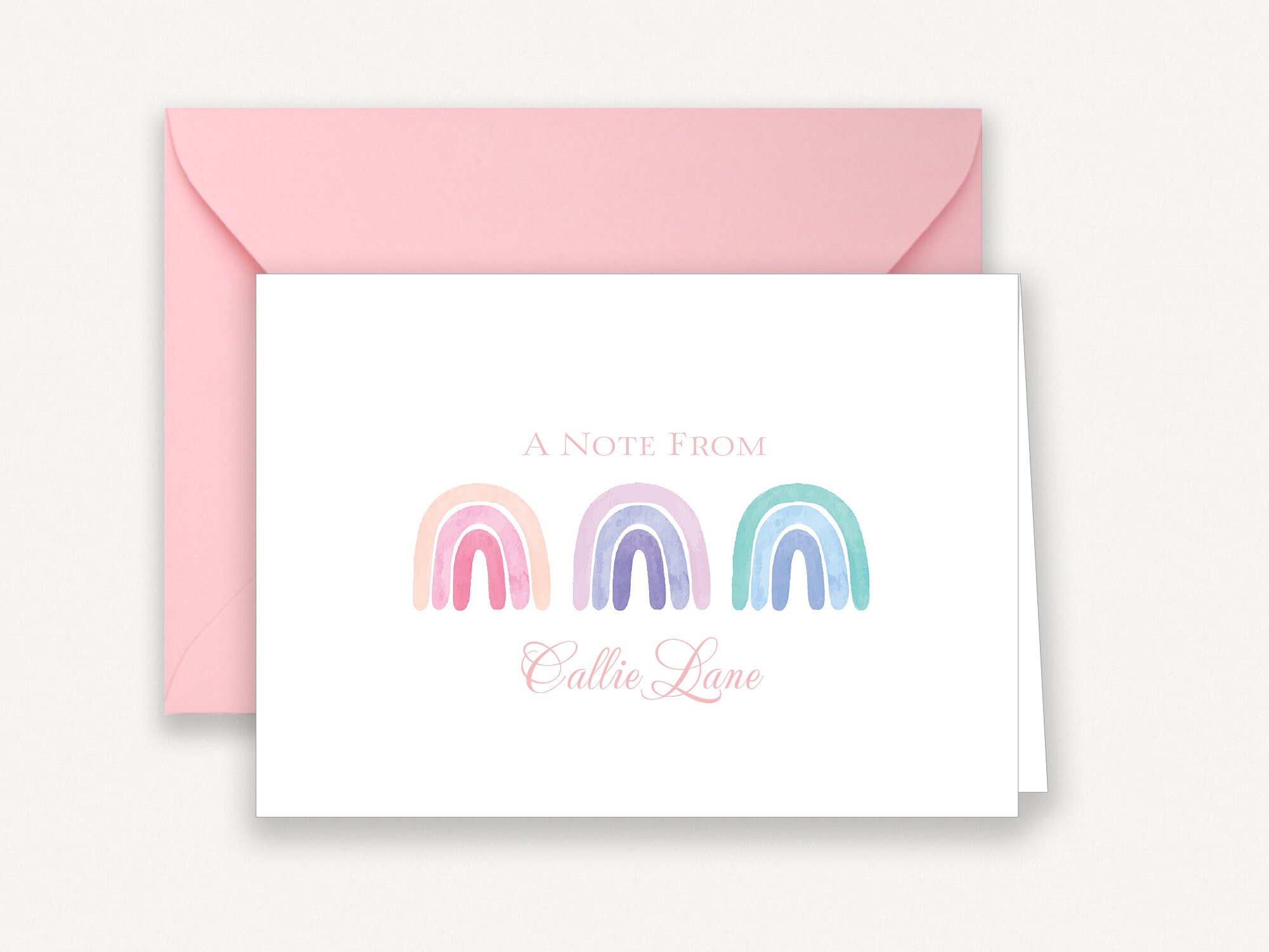 Rainbow Stationery for Girl, Personalized Rainbow Note Cards, Folded ...