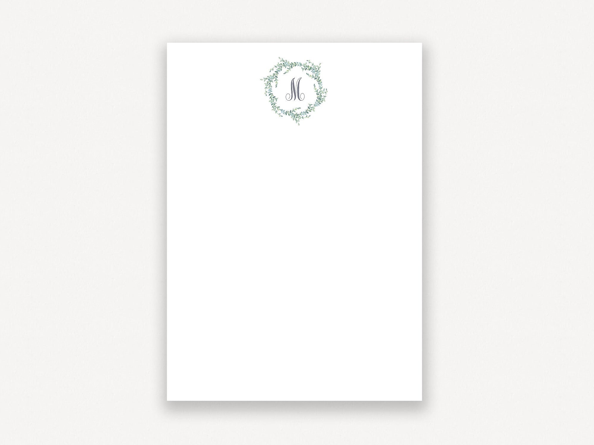 Eucalyptus Monogram Wreath Notepad, Personalized Greenery Notepad for ...