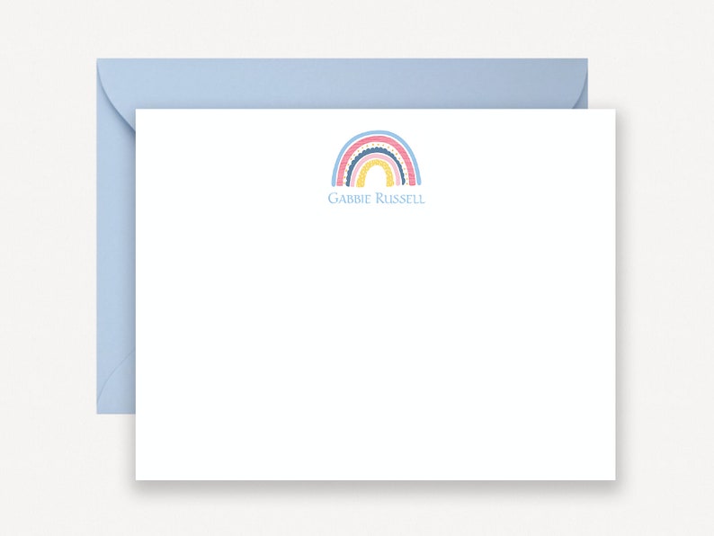 Rainbow Stationary for Girl, Personalized Note Cards With Envelopes ...