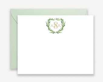 Watercolor Monogrammed  Personalized Stationery for Women, Custom Stationary, Personalized Notecards for Women, Thank You Note Cards