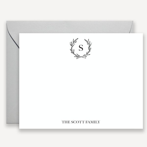 Personalized Family Stationary, Monogrammed Family Stationery, Personalized Note Cards, Classic Style Thank You Notes with Envelopes