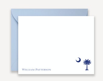 South Carolina Stationery, Palmetto Tree and Crescent Moon Gift, Personalized Stationery, Personalized Note Cards, Stationary, Gift