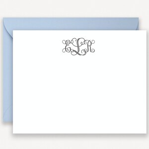 Three Letter Monogram Note Cards for Women, Traditional Note Cards Personalized Stationary Gift, Thank You Notes Set of 10 Notes