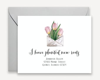 Moving Announcement for Mom, Printed Moving Announcement for Single Woman, I have Moved Announcement, Personalized I've Moved Cards
