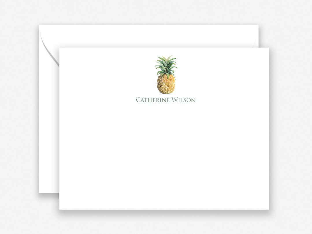 Pineapple Note Watercolor Pineapple Note Cards, Pineapple Personalized Stationery ...