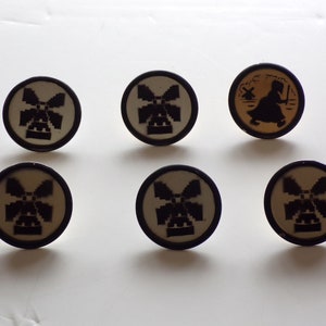 Vintage Curtain Push Pins Tie Backs Used 1930&#39;s 5 Windmills