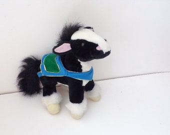 Sugar Loaf Toys Black & White Horse 12 Inches With Blanket Preowned