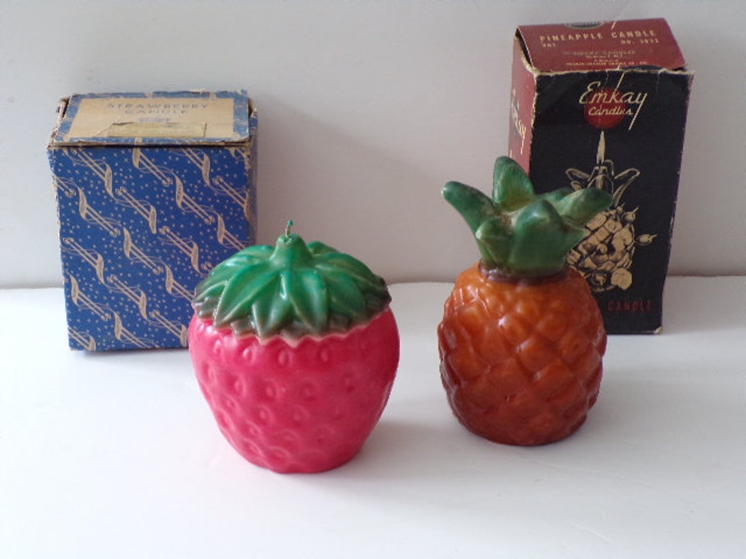 Vintage Emkay Pineapple & Strawberry Candles Old Boxes 6.5 In. Etsy
