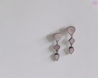 Vintage Mother of Pearl Shell Dangle Drop Post Back Earrings