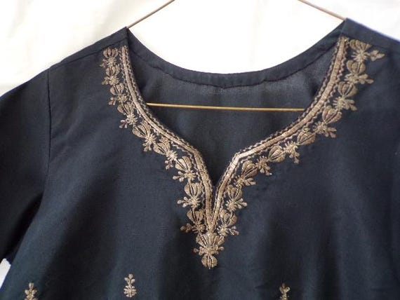 black and gold tunic dress W/embroidery Black Embroidered India H&m