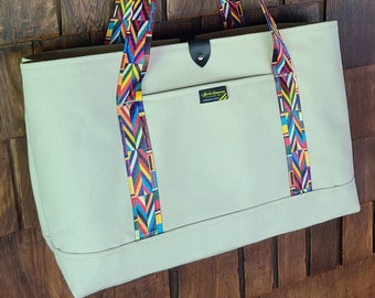 Sturdy Canvas Tote - African Inspired Webbing