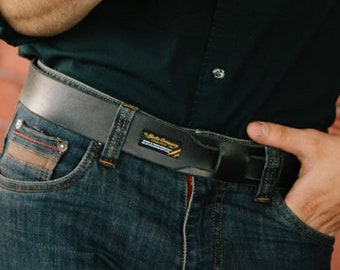 Black Leather Belt with No Metal for Easy Travel - NOW 30% OFF!