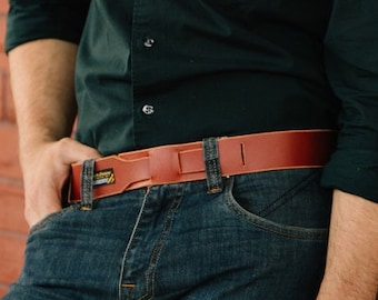Brown Leather Belt with No Metal for Easy Travel - NOW 30% OFF!