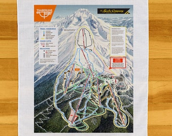 Timberline Mt Hood - Soft Trail Map Printed on Kerchief Handkerchief