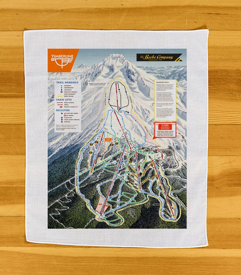 Timberline Ranch Map Timberline Mt Hood - Soft Trail Map Printed on Kerchief Handkerchief - Etsy